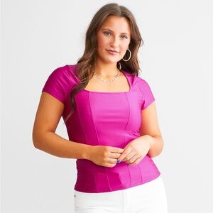 BKE Magenta Short Sleeve Top